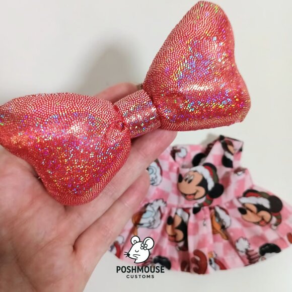 Disney Mickey Holiday Christmas Dress with Oversized Bow Labubu Outfit - Picture 4 of 6